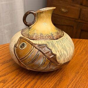 Salt Glaze Fish Pottery Jug